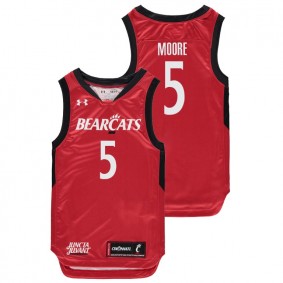 Youth Cincinnati Bearcats College Basketball #5 Red Trevor Moore Replica Jersey